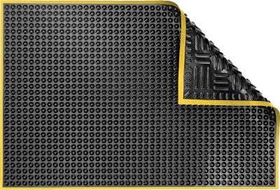 ESD Anti-Fatigue Floor Mat with 2,5 cm Yellow Bevel | Nitrile Conductive ESD | Black | 60 x 90 cm